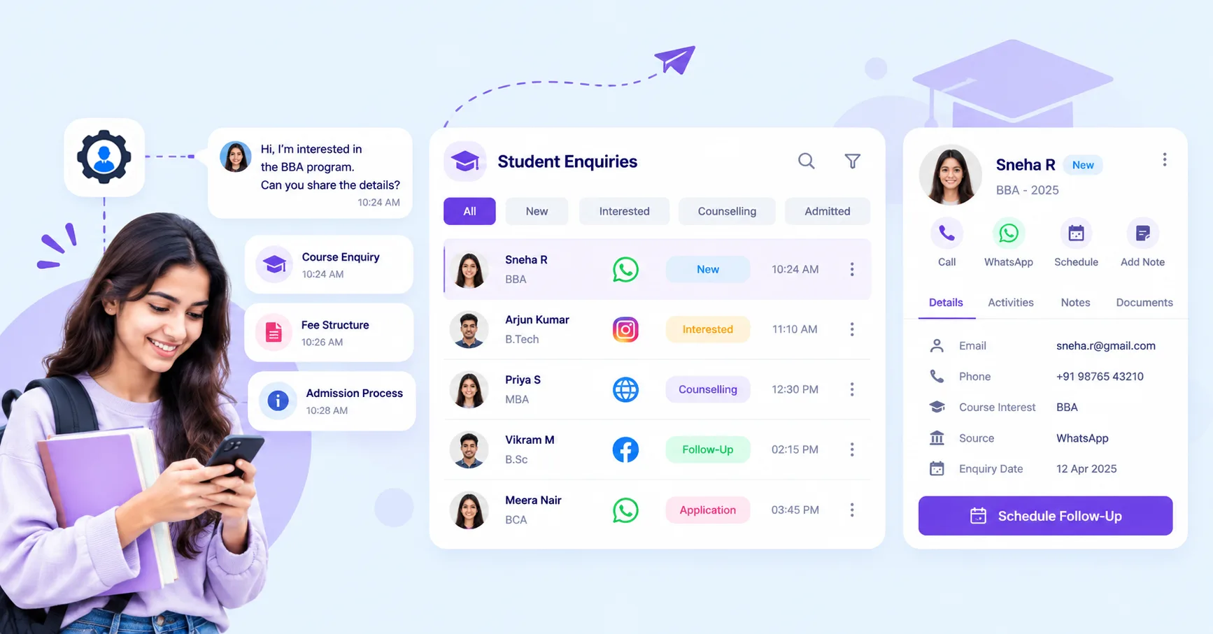 Education CRM for tracking student enquiries