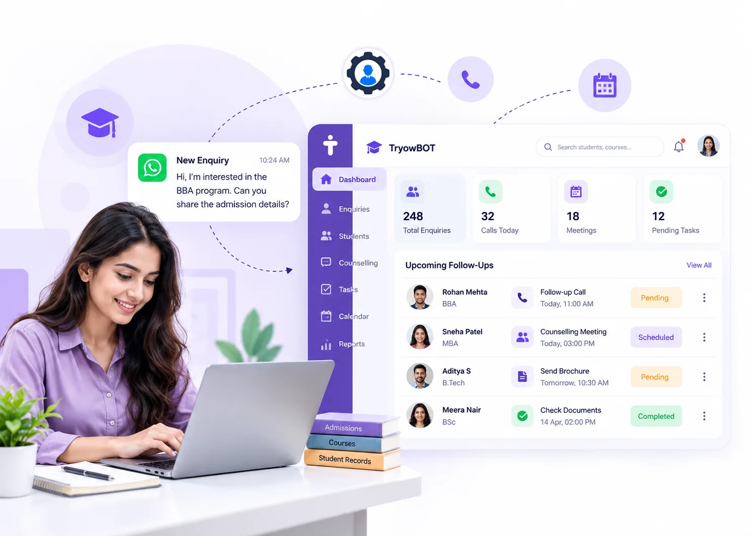 TryowBOT CRM for education student enquiries and counselling