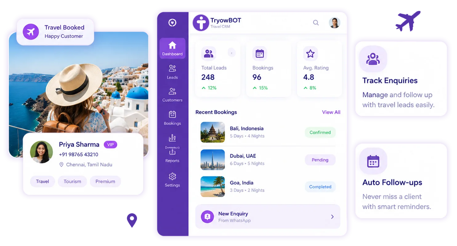 TryowBOT CRM for travel and tourism businesses