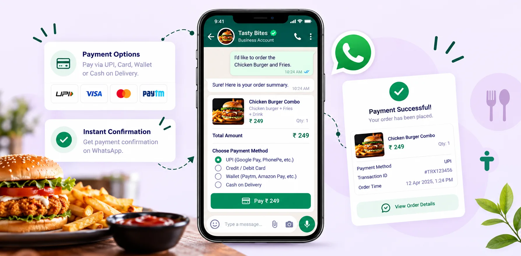 WhatsApp Payments for restaurant food orders