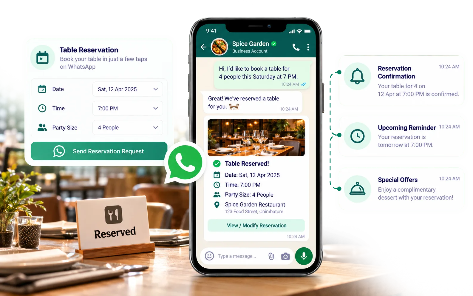 Food order confirmations and delivery updates through WhatsApp