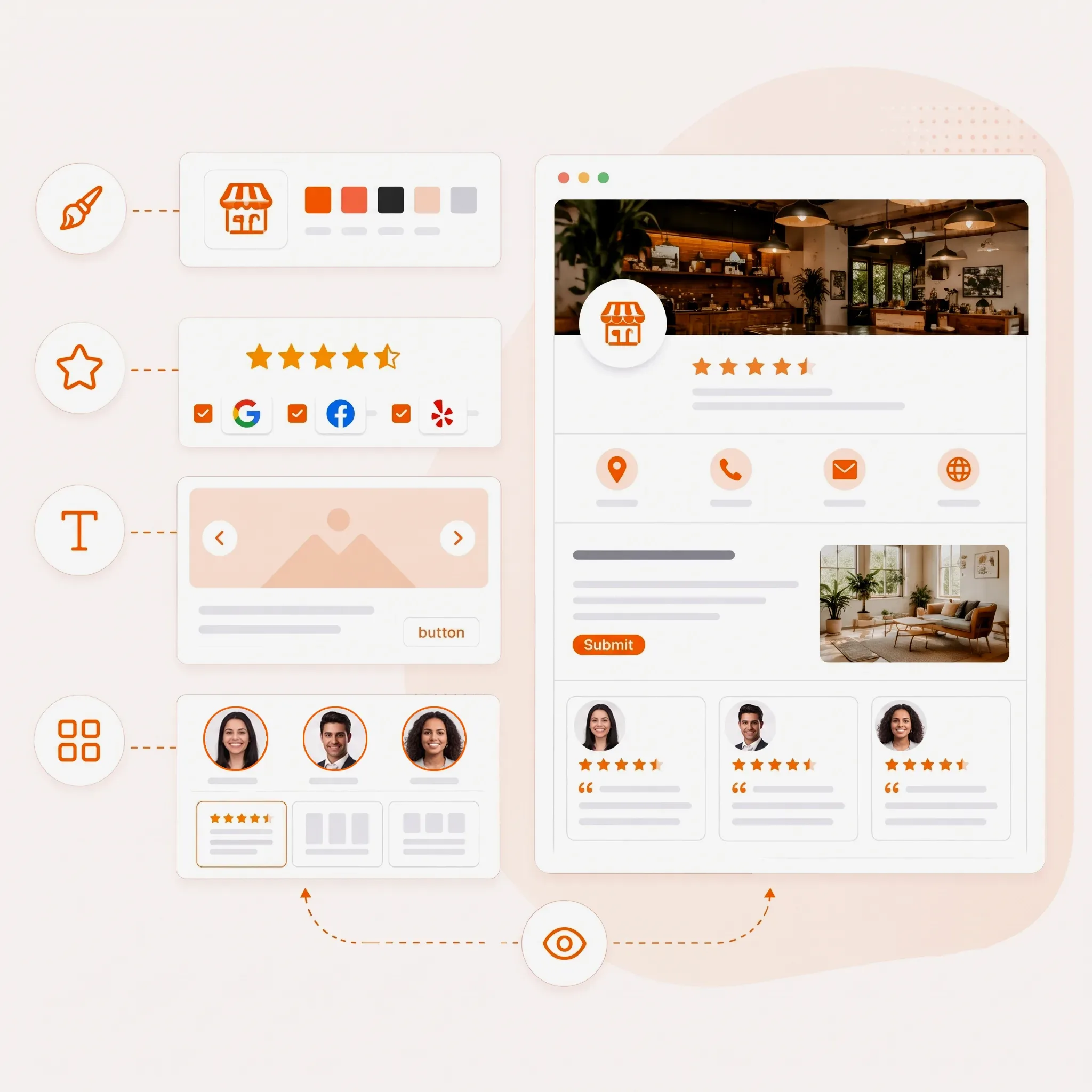 TryowBOT review microsite customization settings with live preview