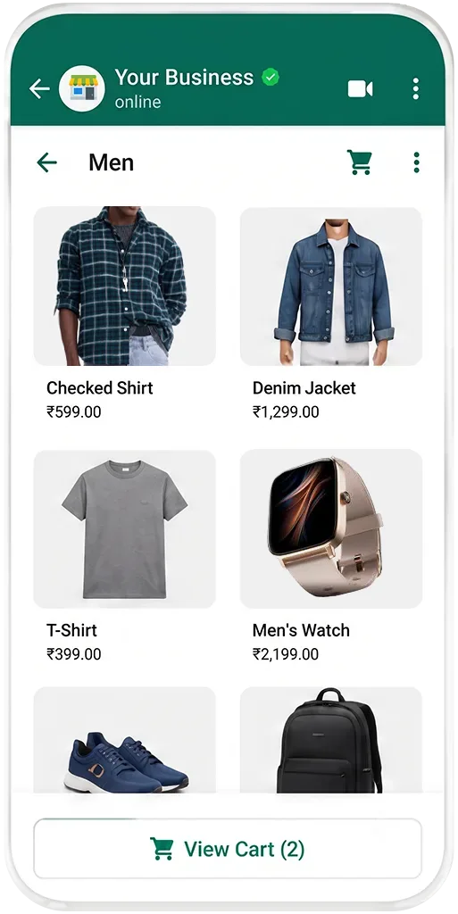 View WhatsApp catalog products and add to cart