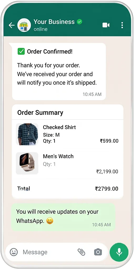 Complete payment through WhatsApp