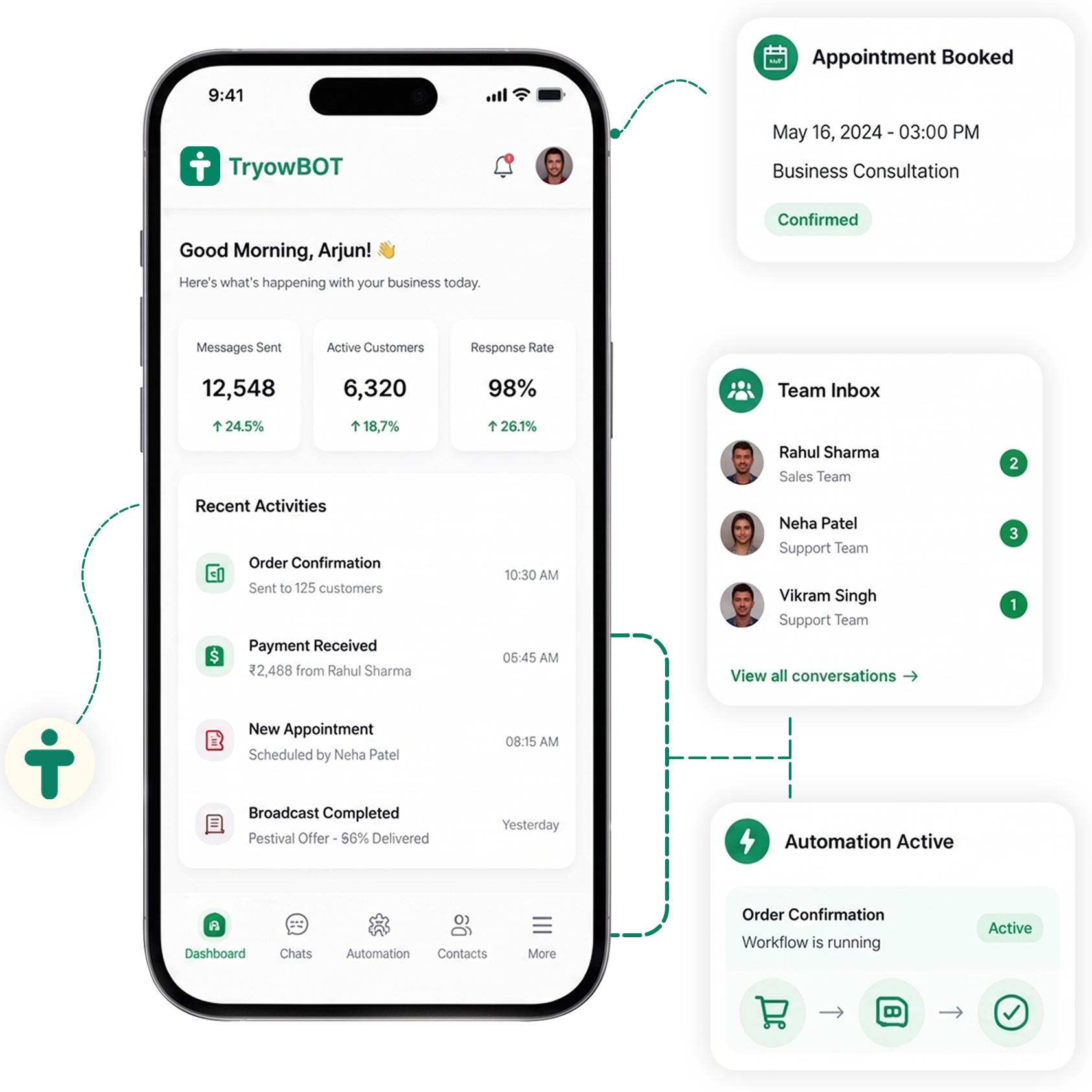 Share files, and communicate with your team in real-time
