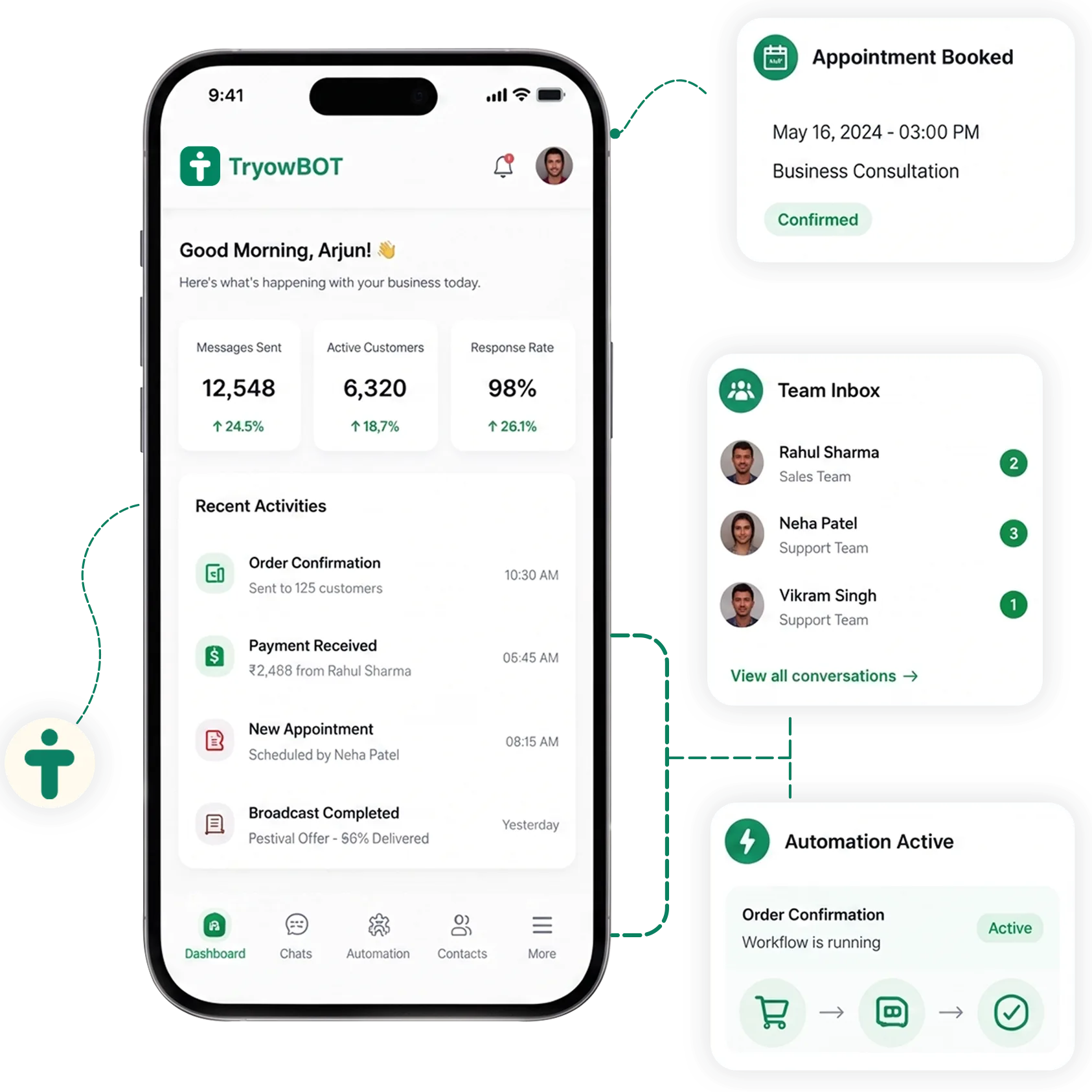Share files, and communicate with your team in real-time